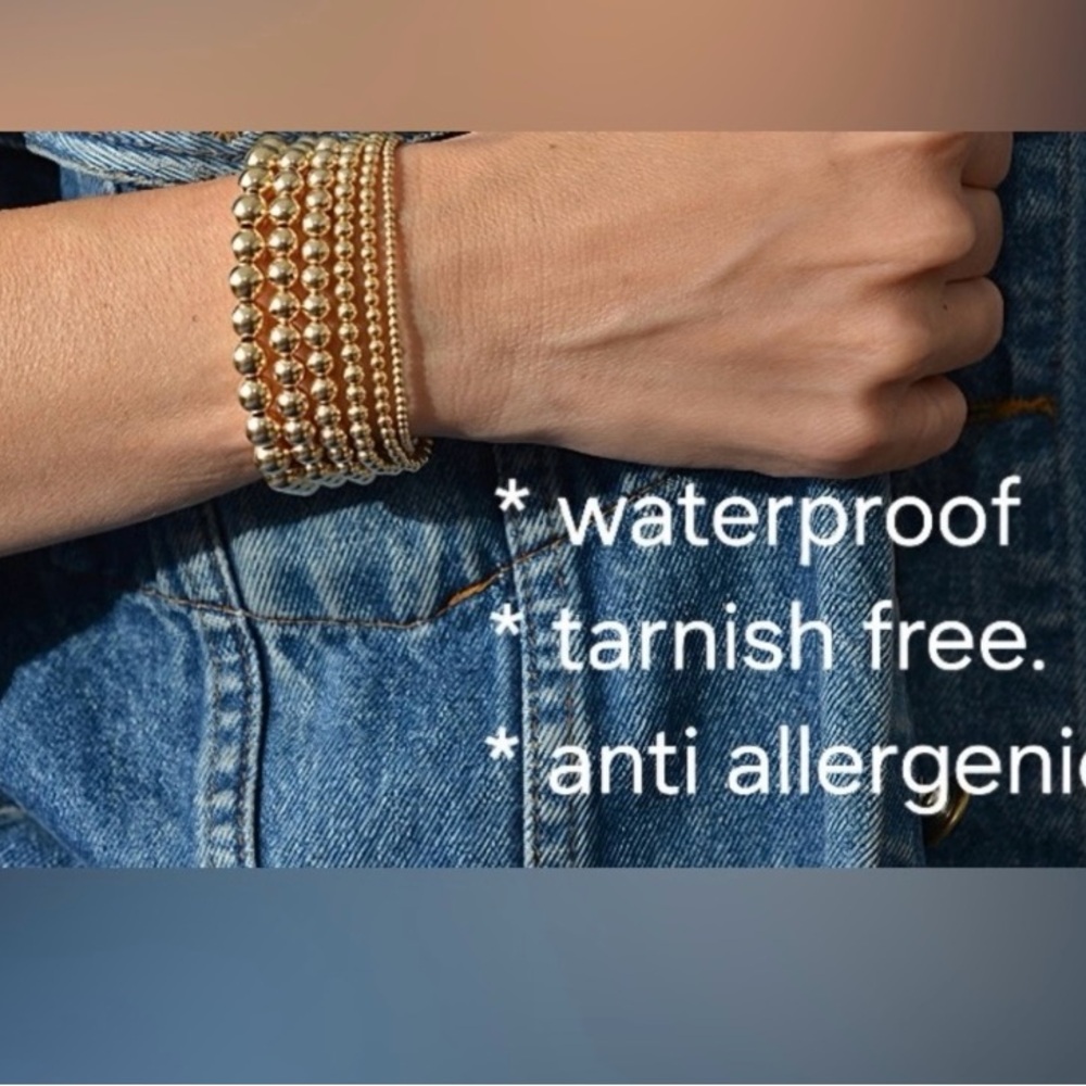 14K Gold Filled Beaded Bracelet with Cream Accents; non tarnish; - Picture 3 of 5